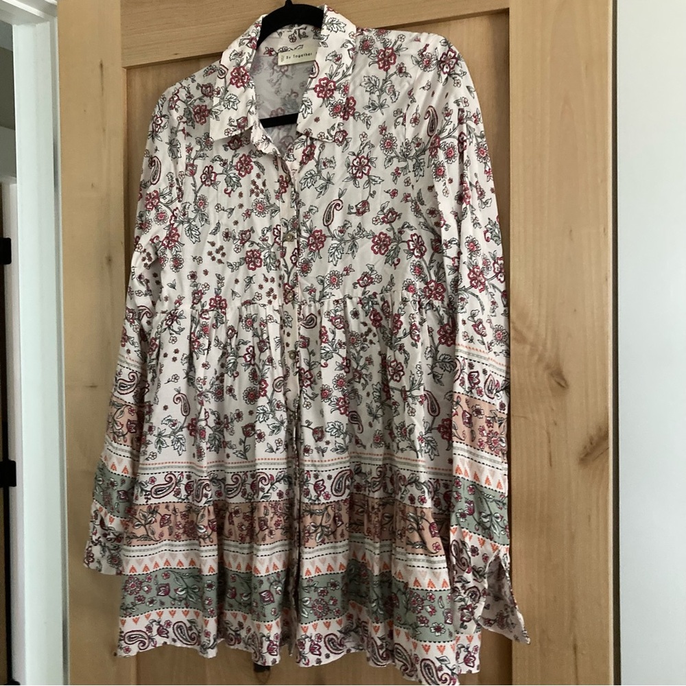 NWOT Button Down Tunic Mini Dress
